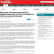 El nmero de fusiones y adquisiciones cay un 19% y su importe un 33,9% en el primer trimestre
